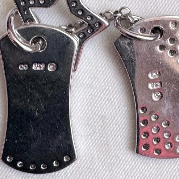 โจ Stunning Edgy .925 Sterling Silver Star Nice Naughty Dog Tag Necklace - Picture 11 of 16